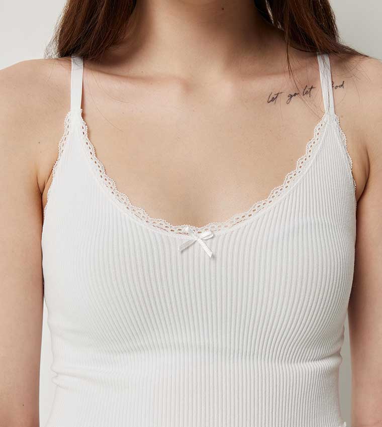 Ribbed Lettuce Hem Sleep Top