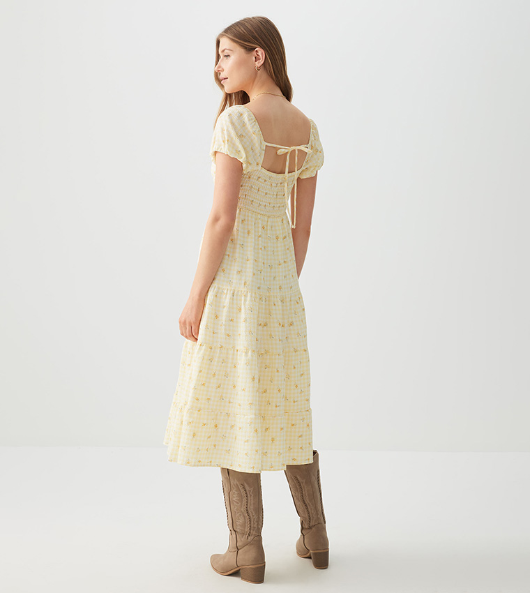 Printed Tiered Milkmaid Dress