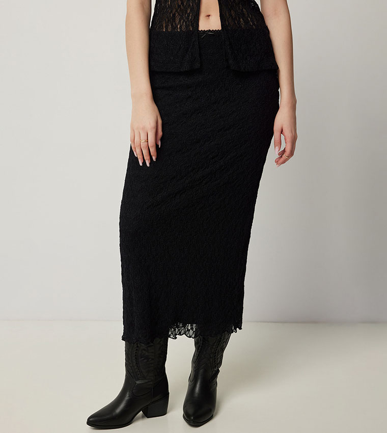 Lacy Bow Detail Maxi Skirt
