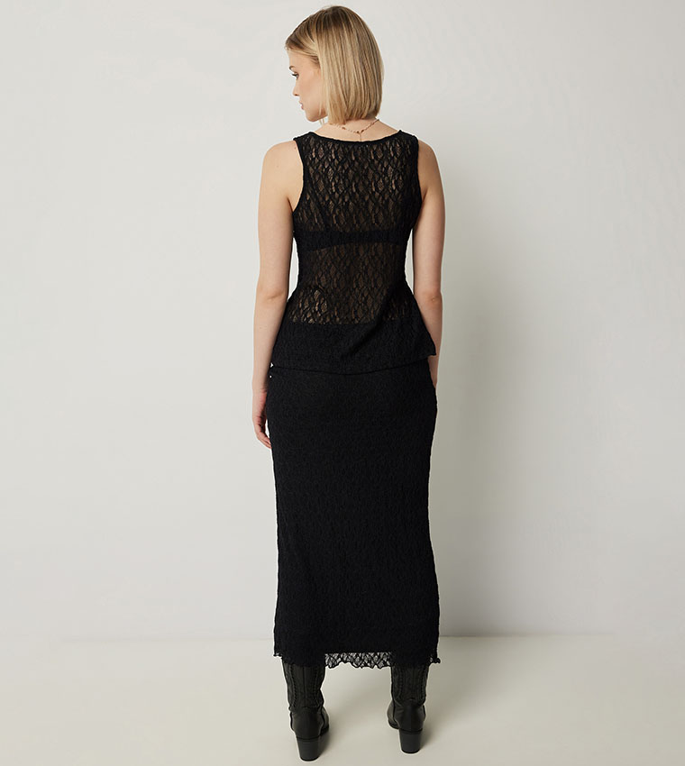 Lacy Bow Detail Maxi Skirt