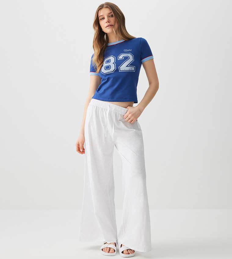 بنطال واسع مخطط 