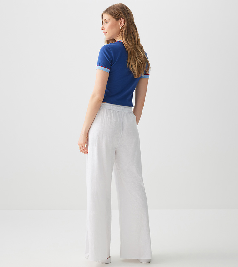 بنطال واسع مخطط 