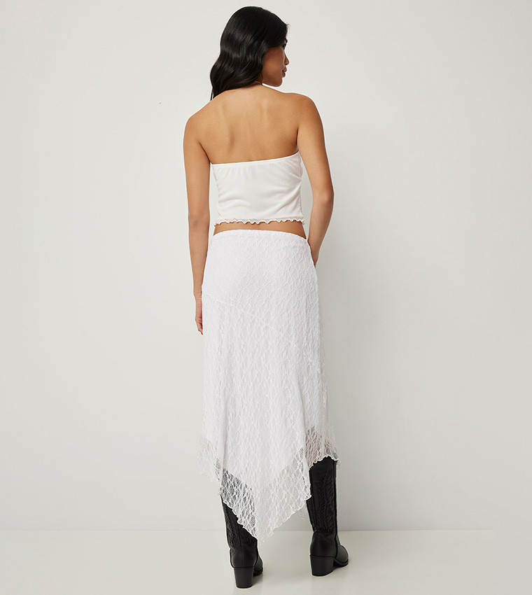 Lacy Asymmetrical Midi Skirt