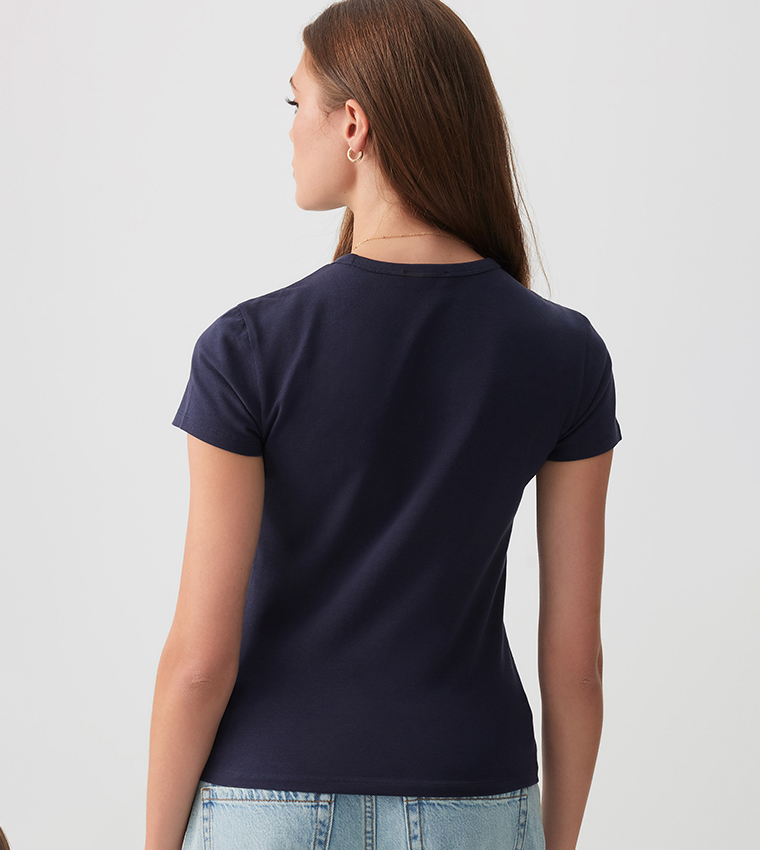 Solid Crew Neck Cropped T-Shirt