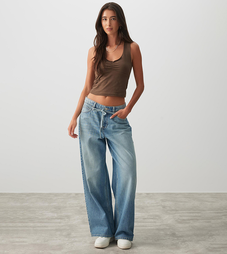 Solid Ruched Crop Top