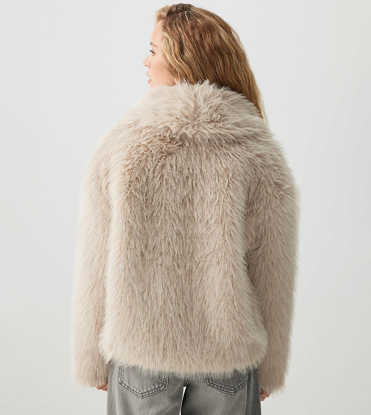 Long Sleeves Faux Fur Coat