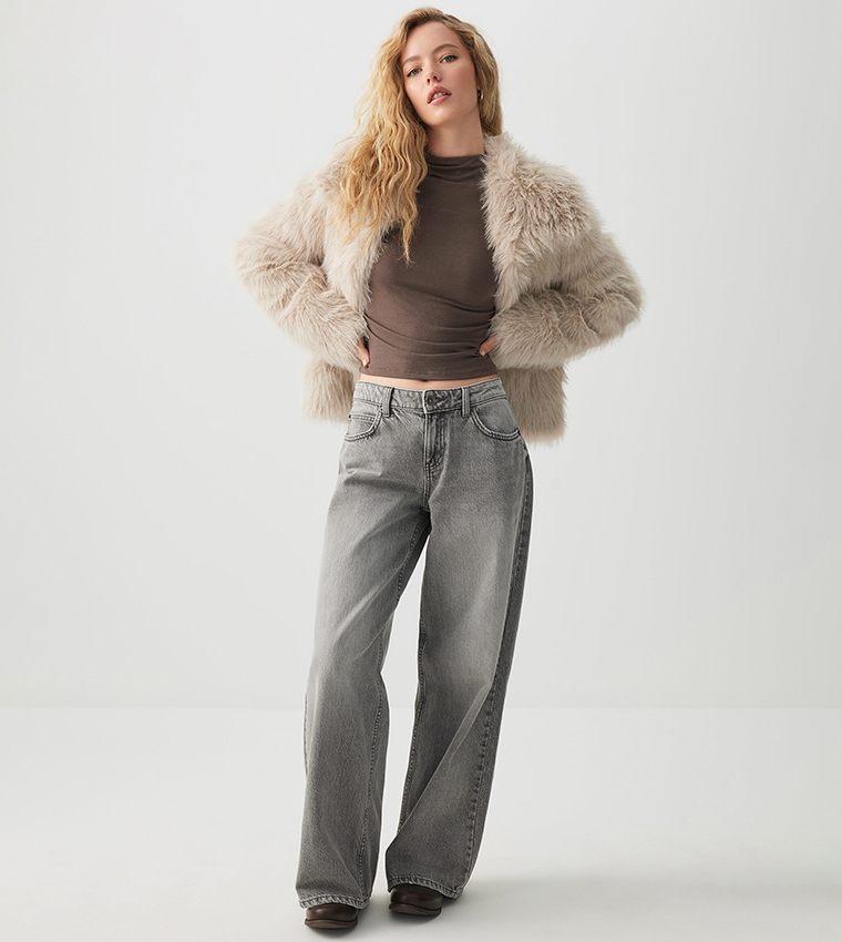 Long Sleeves Faux Fur Coat