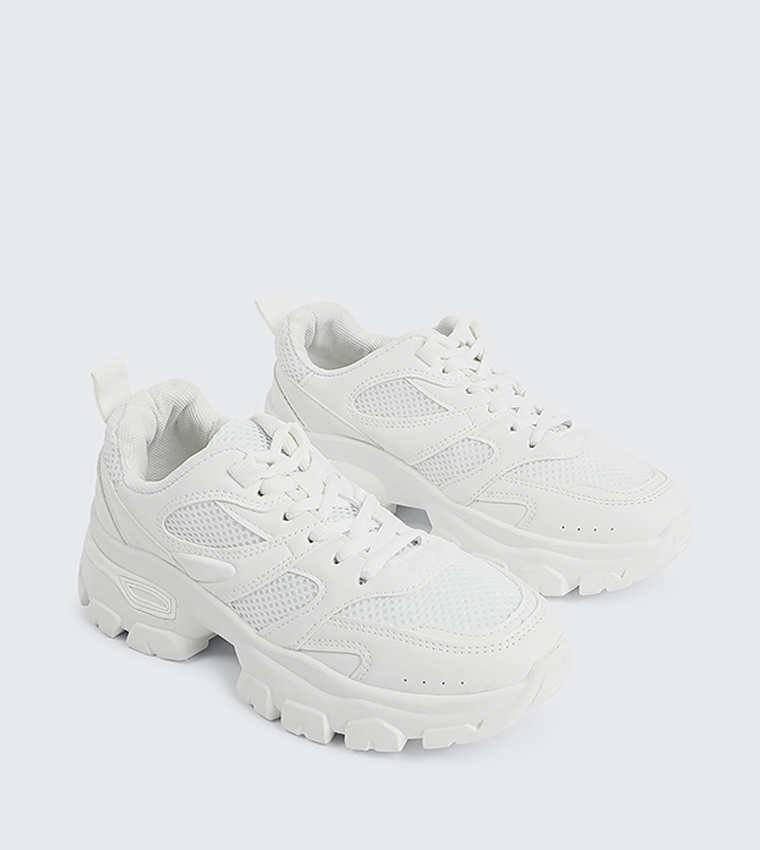 Textured Low-Top Chunky Sneakers