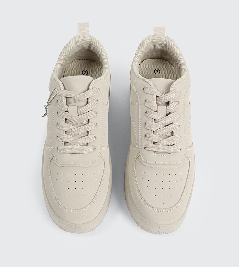 Textured Platform Sneakers with Charm