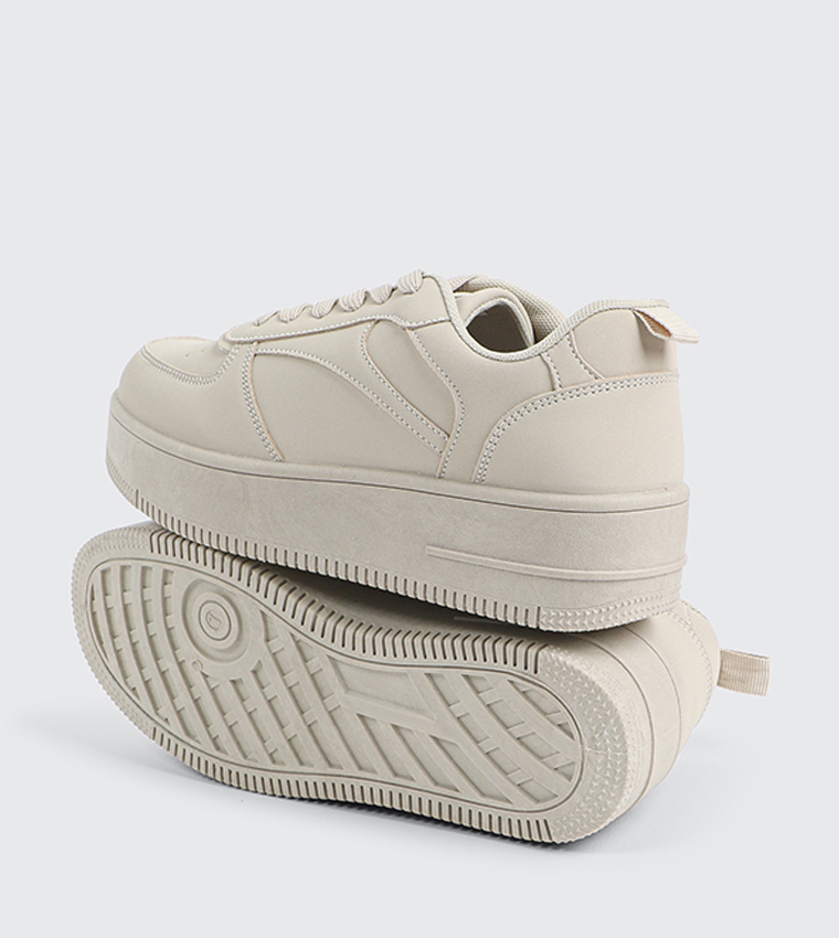 Textured Platform Sneakers with Charm