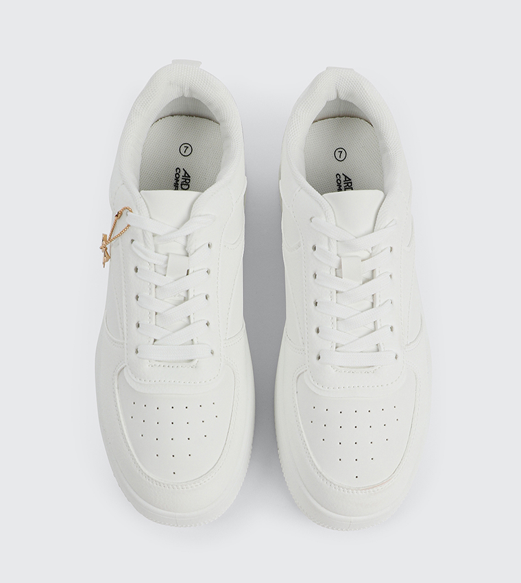 Textured Platform Sneakers with Charm