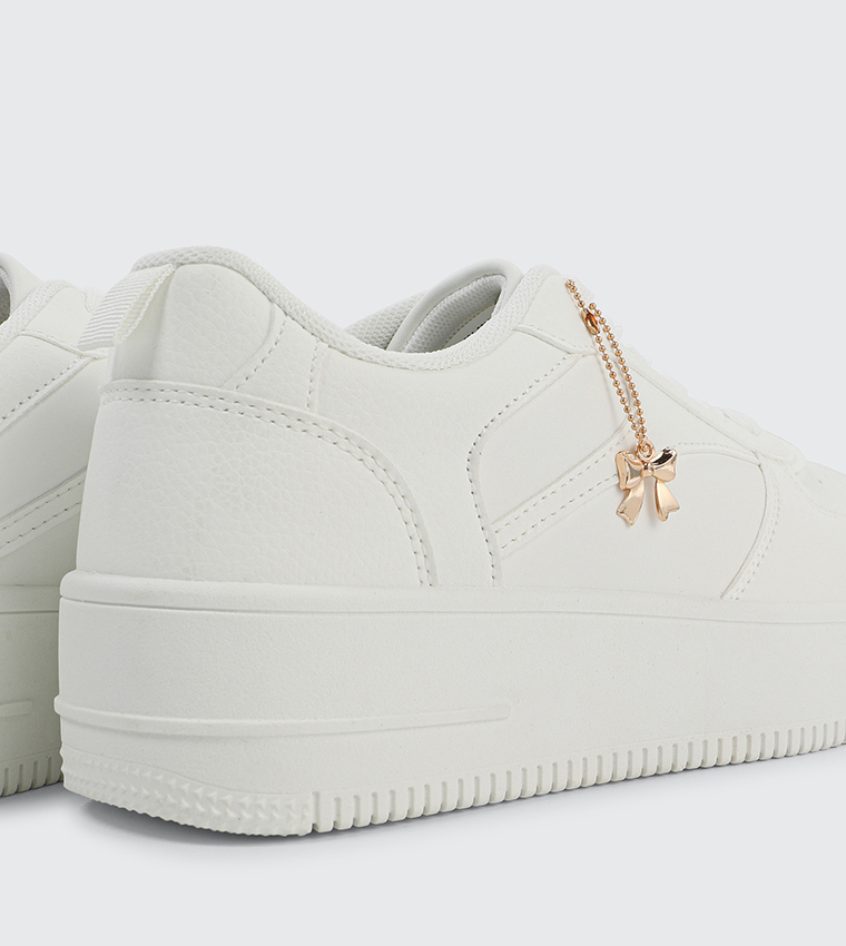 Textured Platform Sneakers with Charm