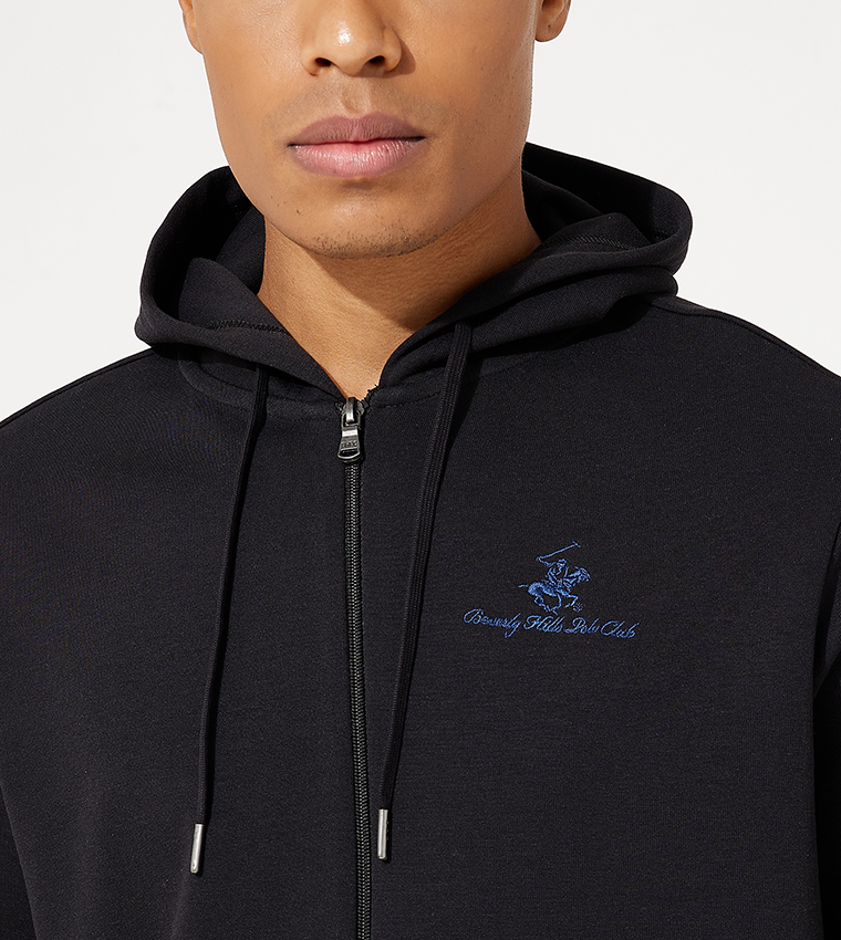 Buy Beverly Hills Polo Club Logo Embroidered Full Zip Hoodie In Black |  6thStreet Qatar