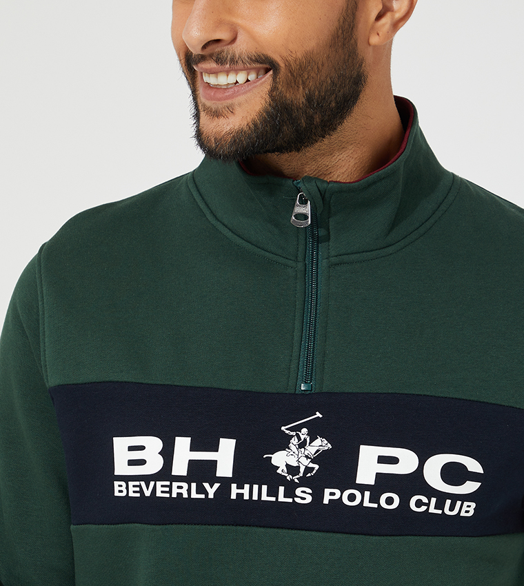 Logo Printed Half Zip Sweatshirt