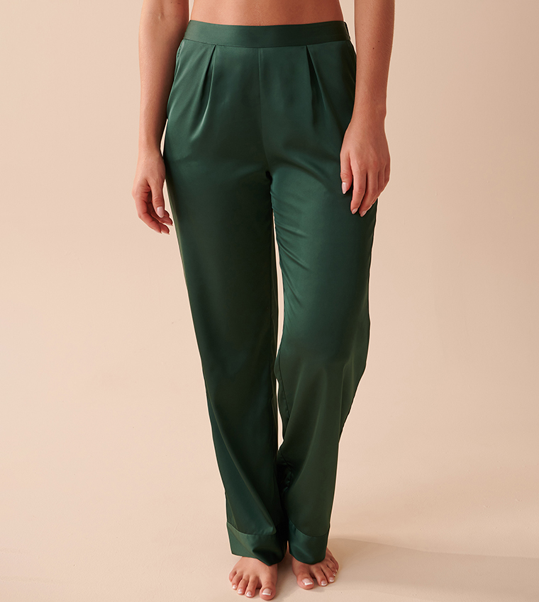 Buy La Vie En Rose Satin Pants In Green 6thStreet UAE