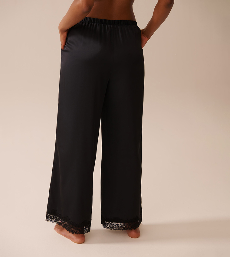 Satin and Lace Trim Pyjama Pants