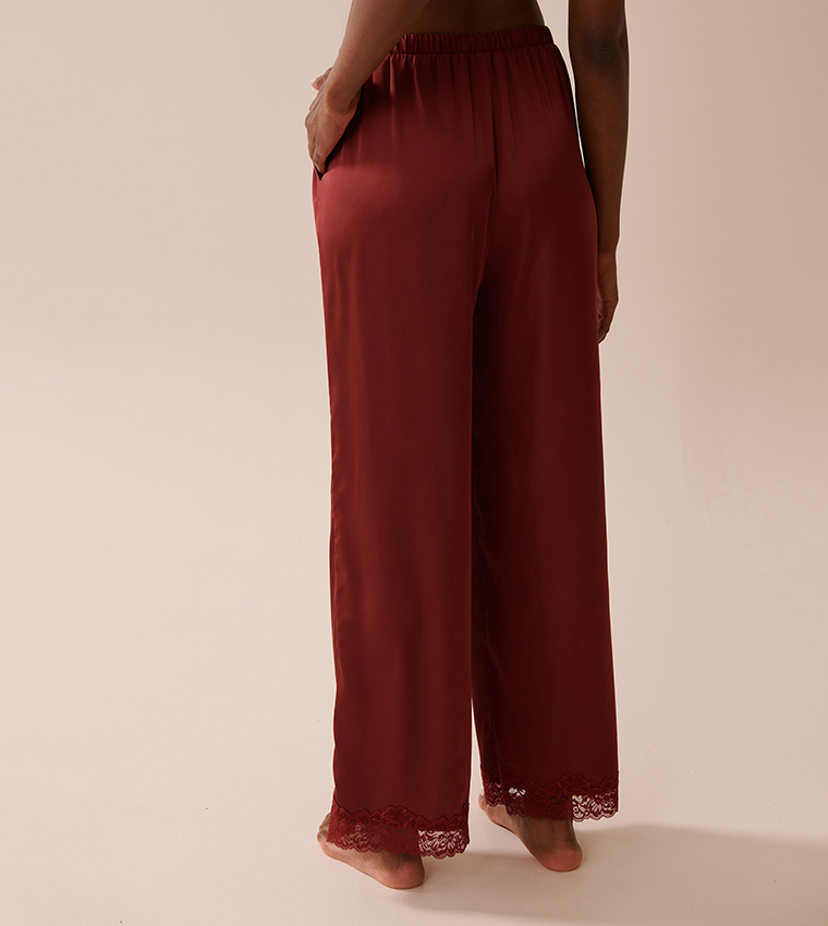 Satin and Lace Trim Pyjama Pants