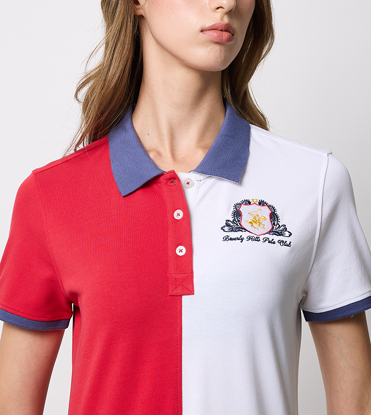 Color Block Short Sleeves Mini Polo Dress