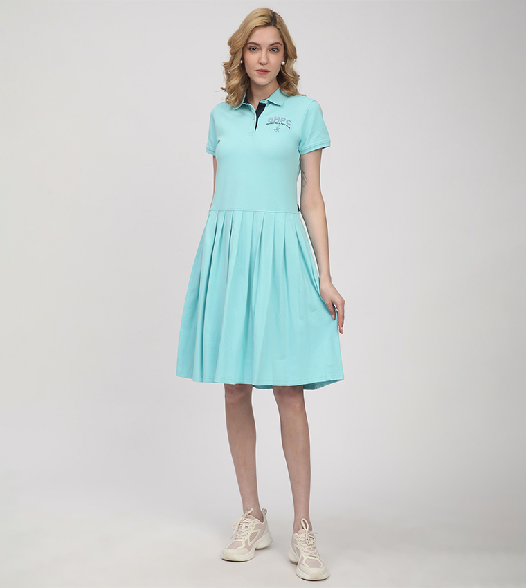 Logo Embroidered Short Sleeves Polo Dress