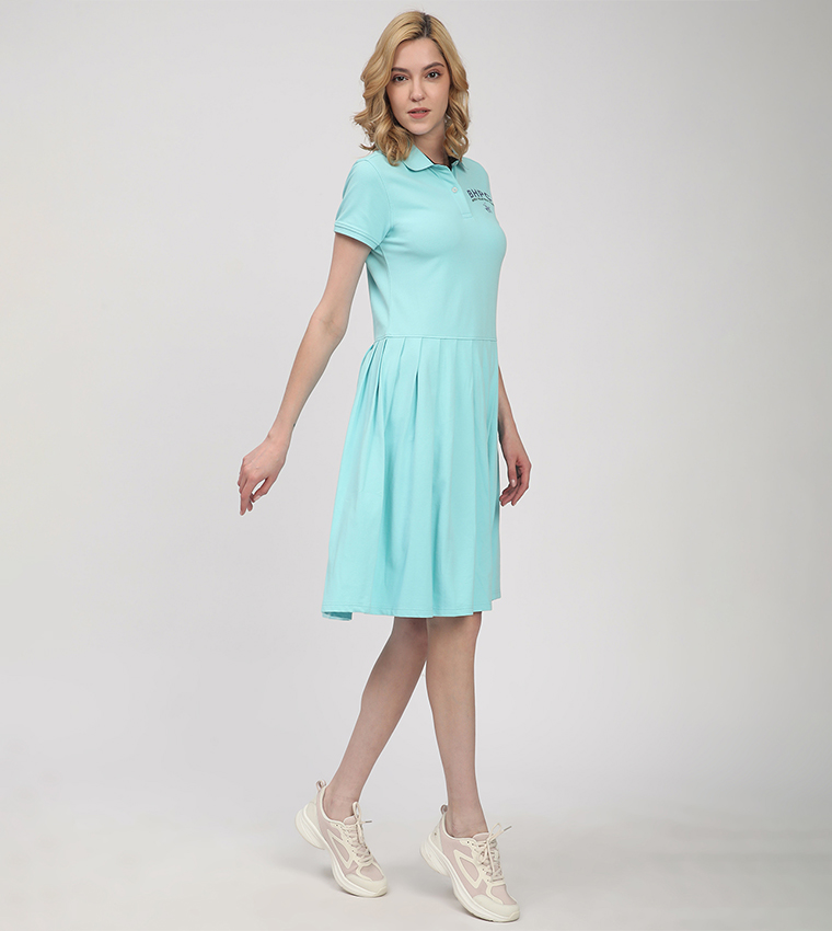 Logo Embroidered Short Sleeves Polo Dress