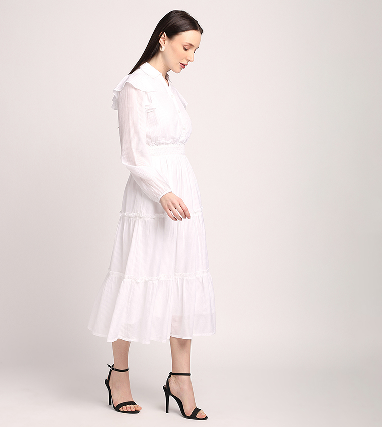 Bliss Long Sleeves Tiered Shirt Dress
