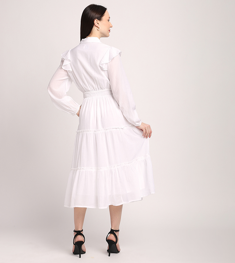 Bliss Long Sleeves Tiered Shirt Dress