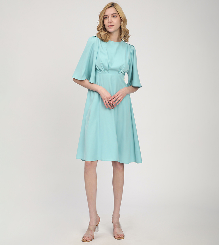 Solid Belted Long Sleeves Shirt Dress