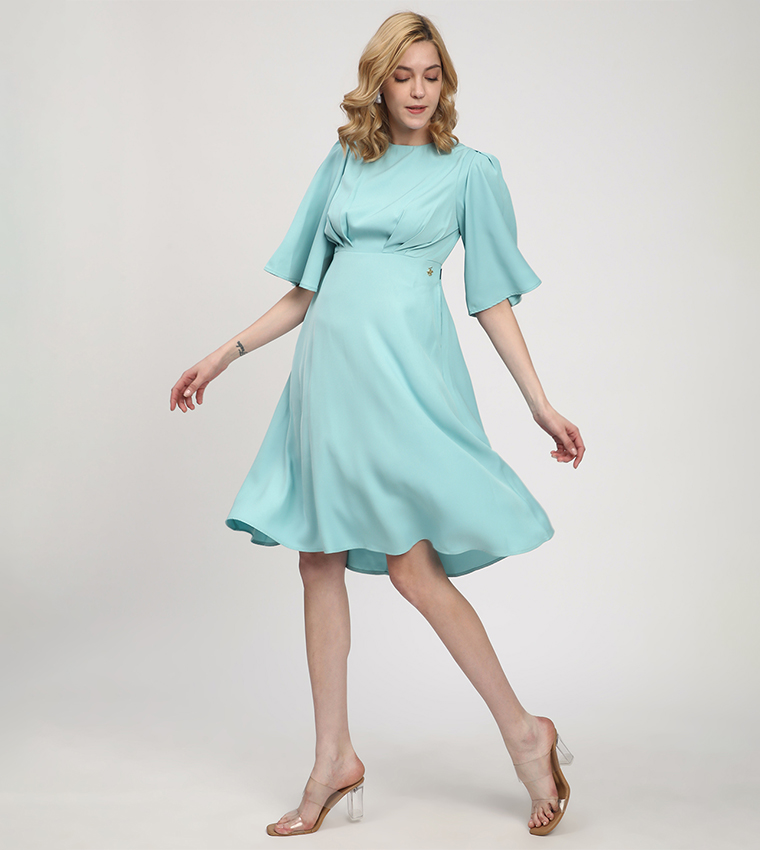 Solid Belted Long Sleeves Shirt Dress