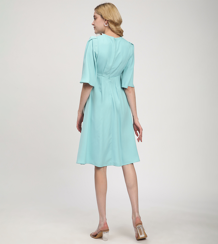 Solid Belted Long Sleeves Shirt Dress