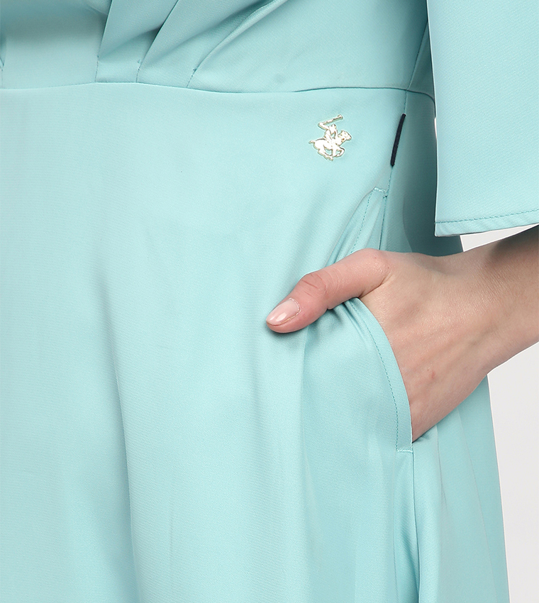 Solid Belted Long Sleeves Shirt Dress