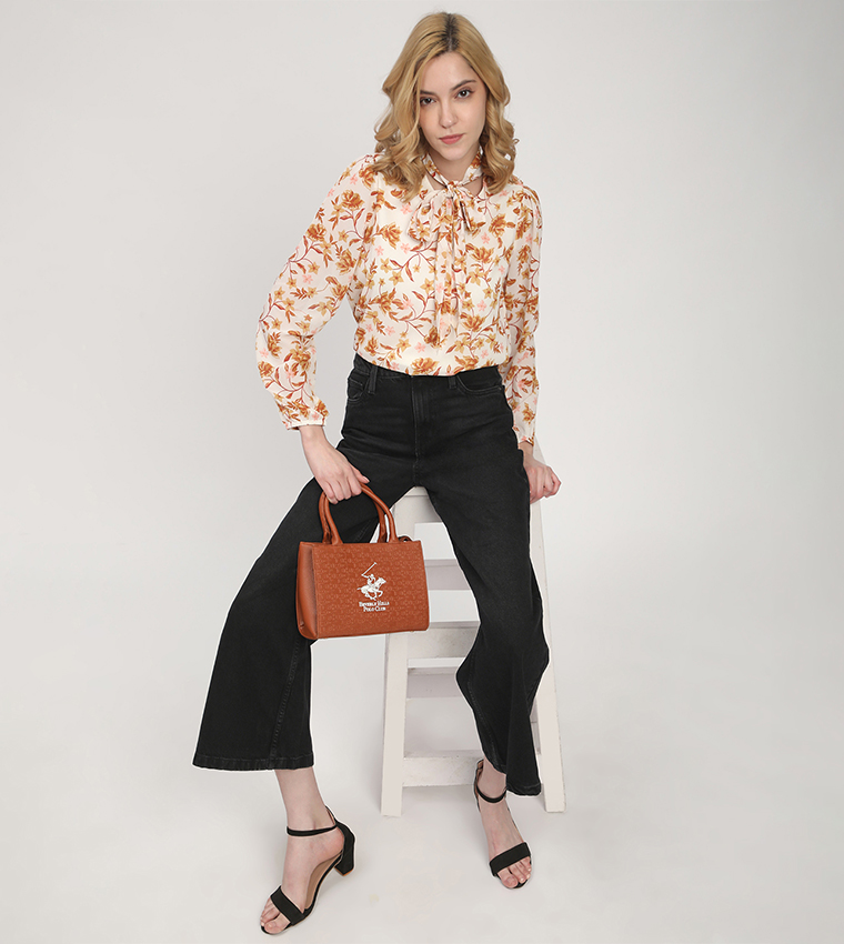 Floral Printed Tie-Up Neck Detail Top