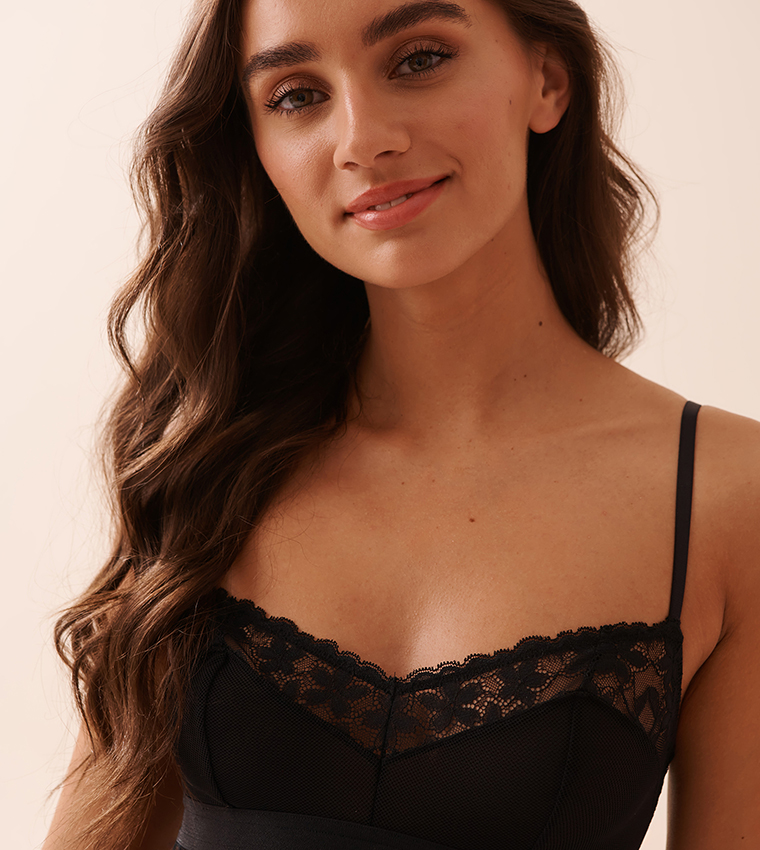 Scalloped Lace and Mesh Babydoll