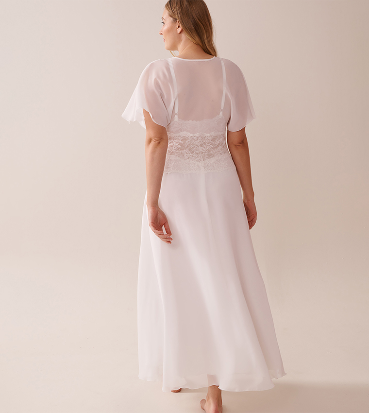 Chiffon and Lace Open Front Nightie