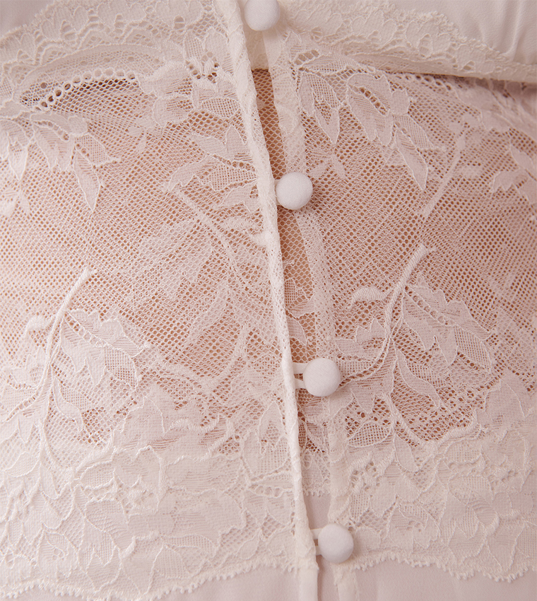 Chiffon and Lace Open Front Nightie