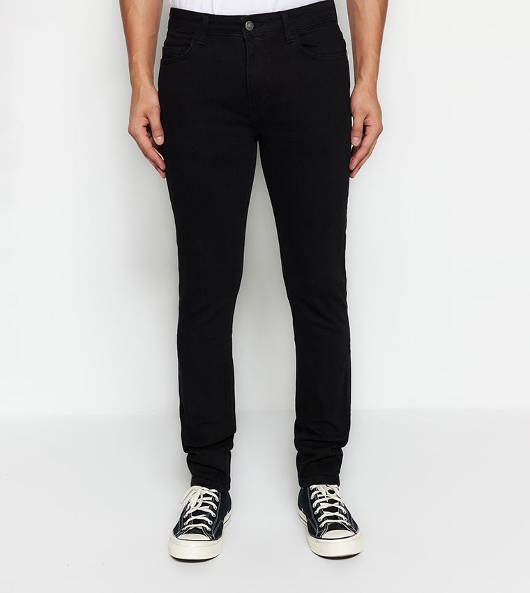 Skinny Fit Button Closure Jeans