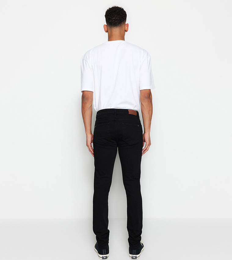 Skinny Fit Button Closure Jeans