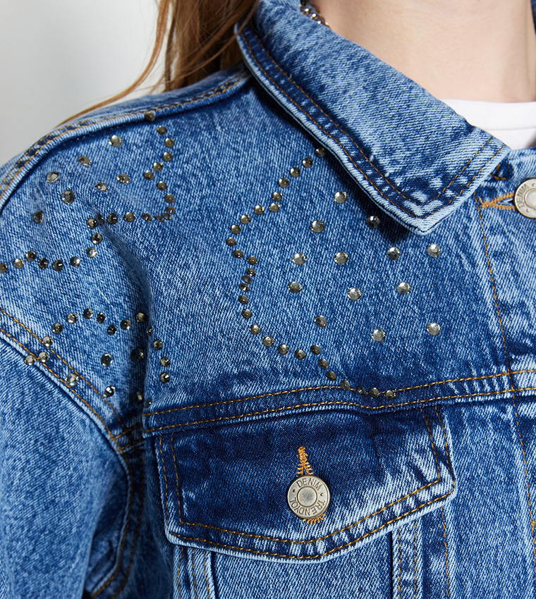 Denim jacket with store stones