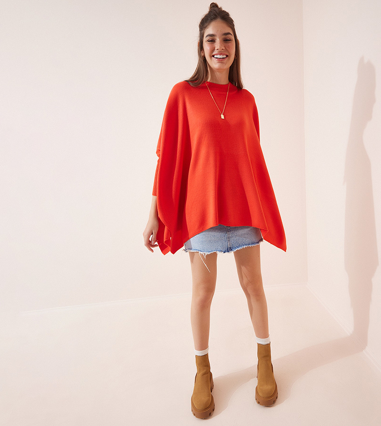 Orange 2025 poncho sweater