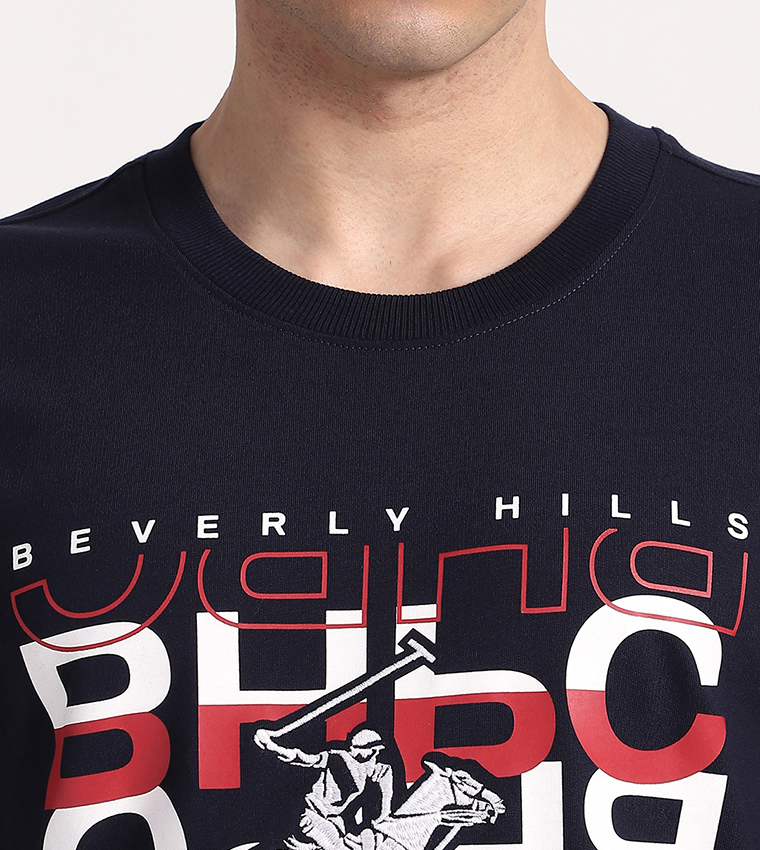Long Printed Crew Neck Sweatshirt
