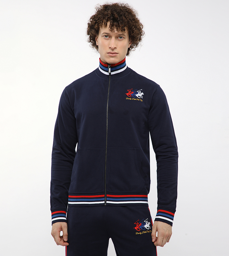 Contrast Tipping High-Neck Jacket