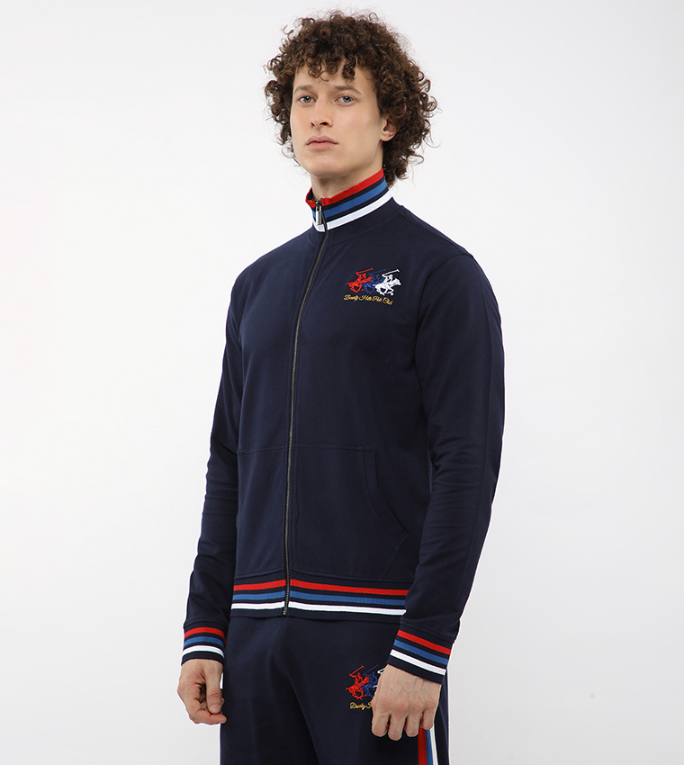 Contrast Tipping High-Neck Jacket