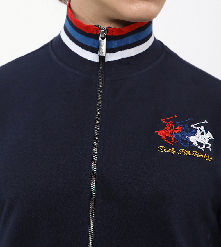 Contrast Tipping High-Neck Jacket