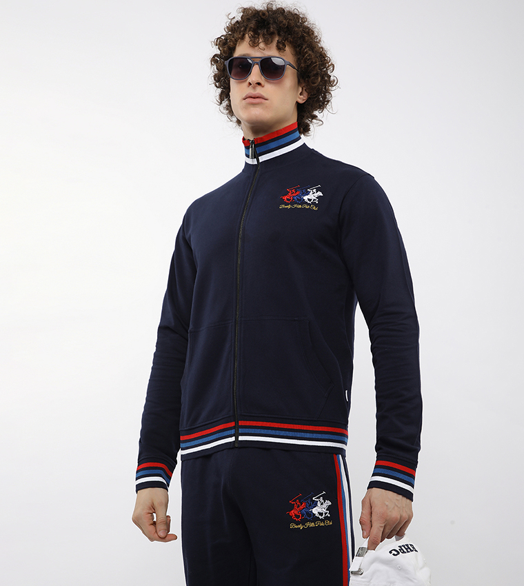 Contrast Tipping High-Neck Jacket