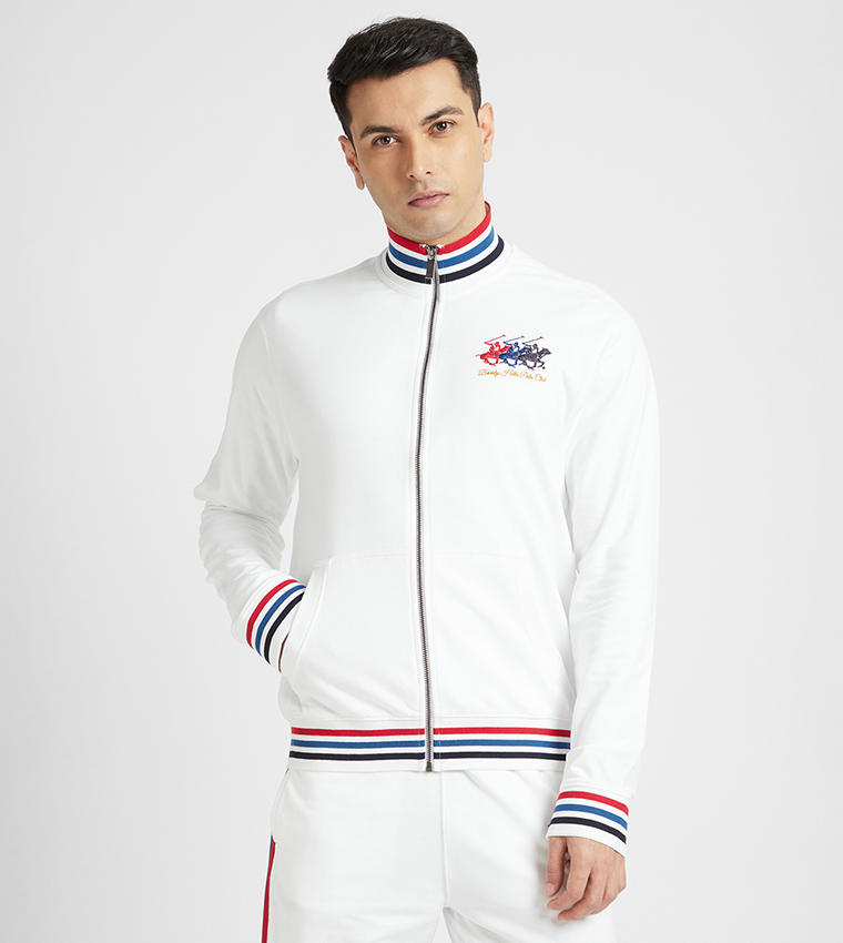 Contrast Tipping High-Neck Jacket