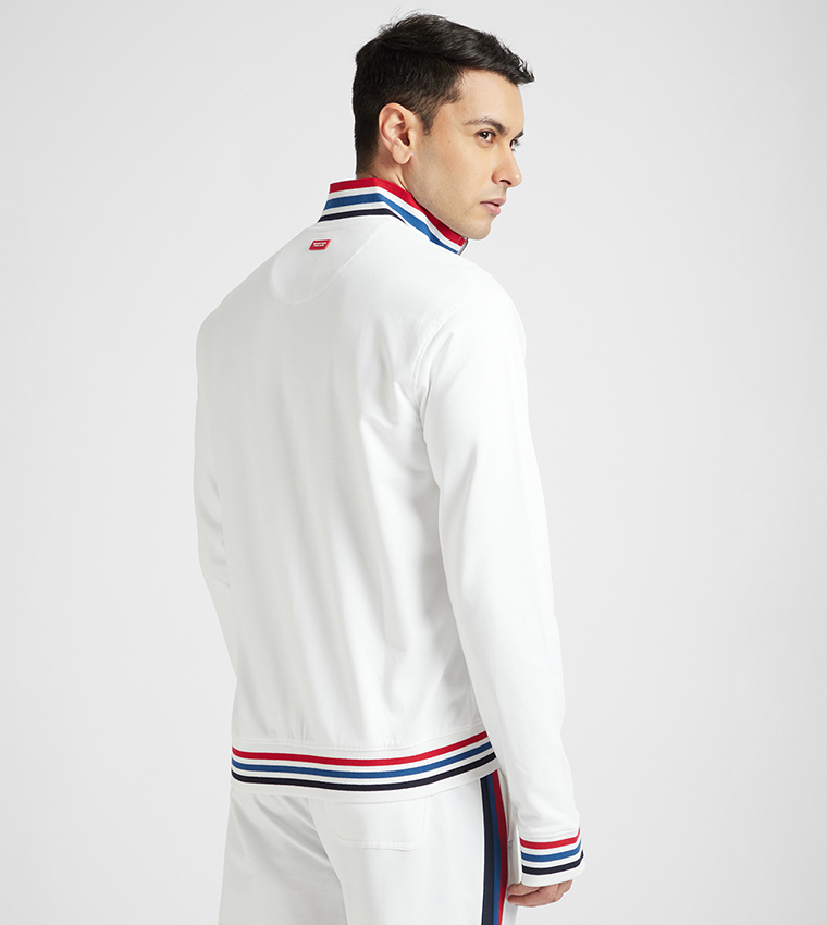 Contrast Tipping High-Neck Jacket