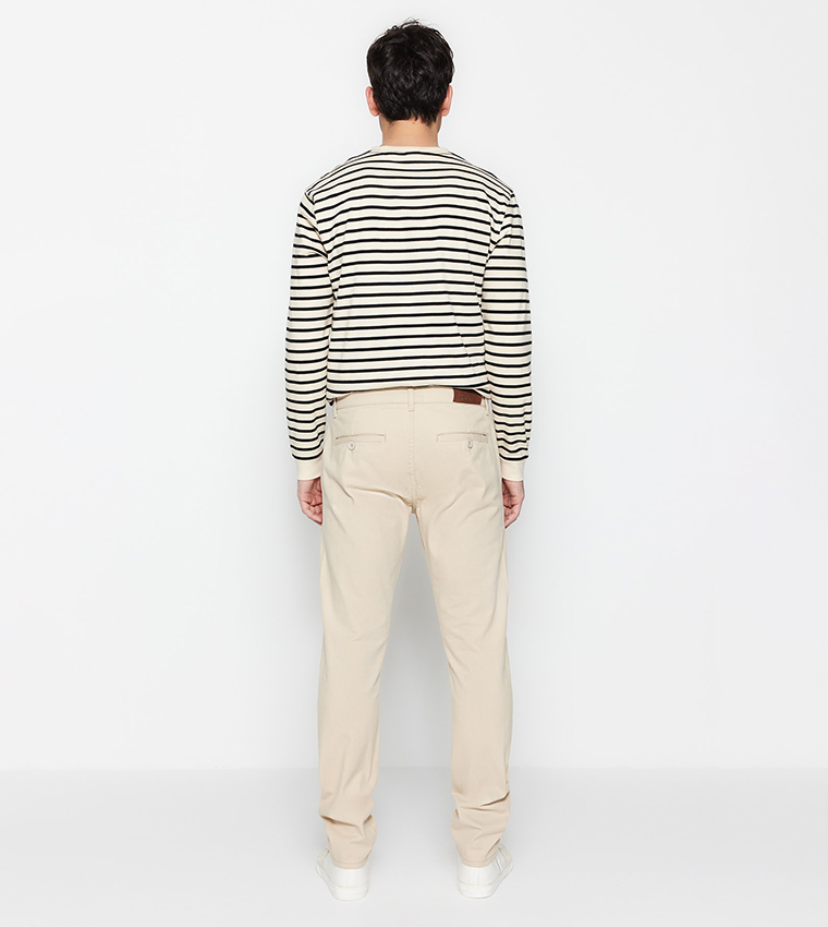 Straight Fit Button Closure Trousers
