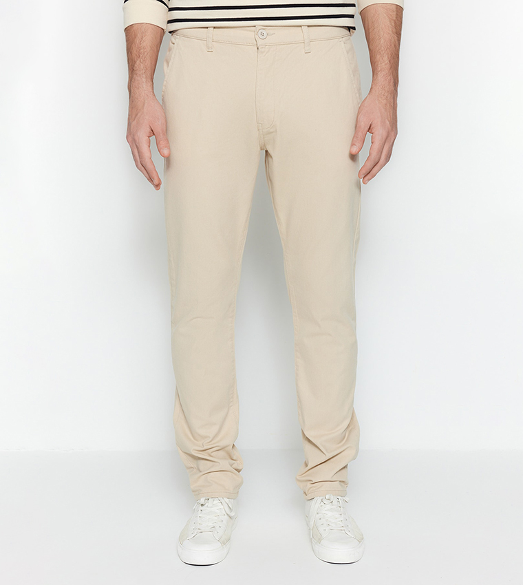 Straight Fit Button Closure Trousers