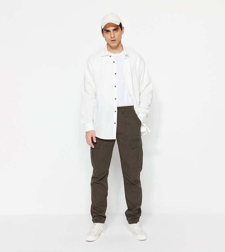 Button Closure Cargo Pants