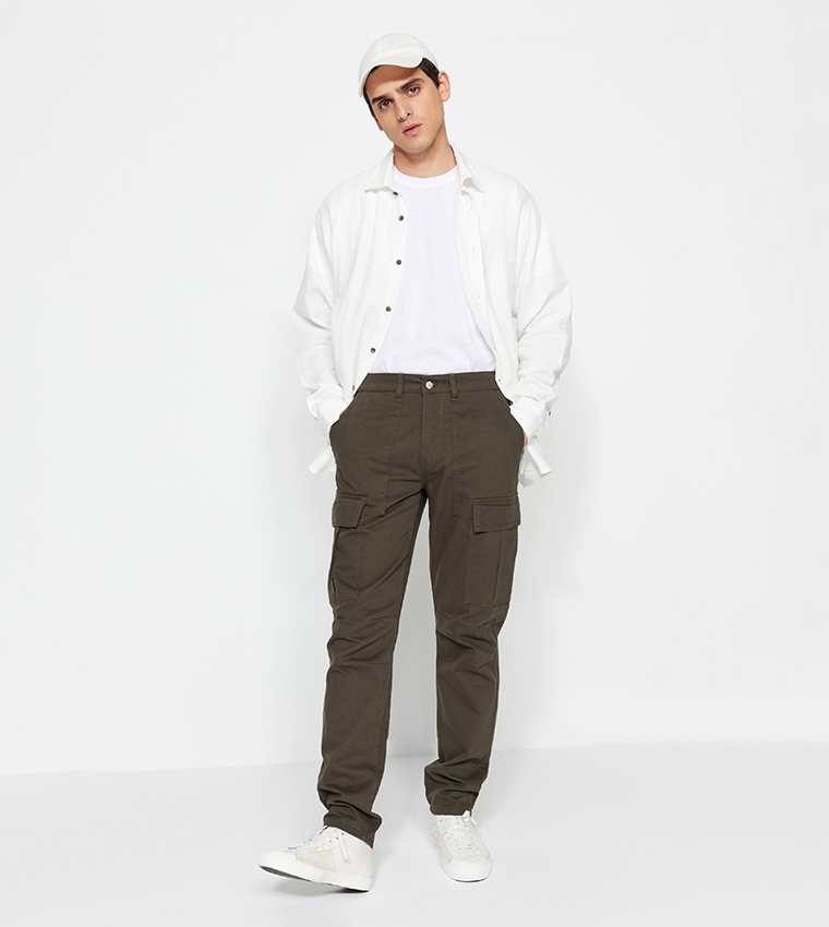 Button Closure Cargo Pants