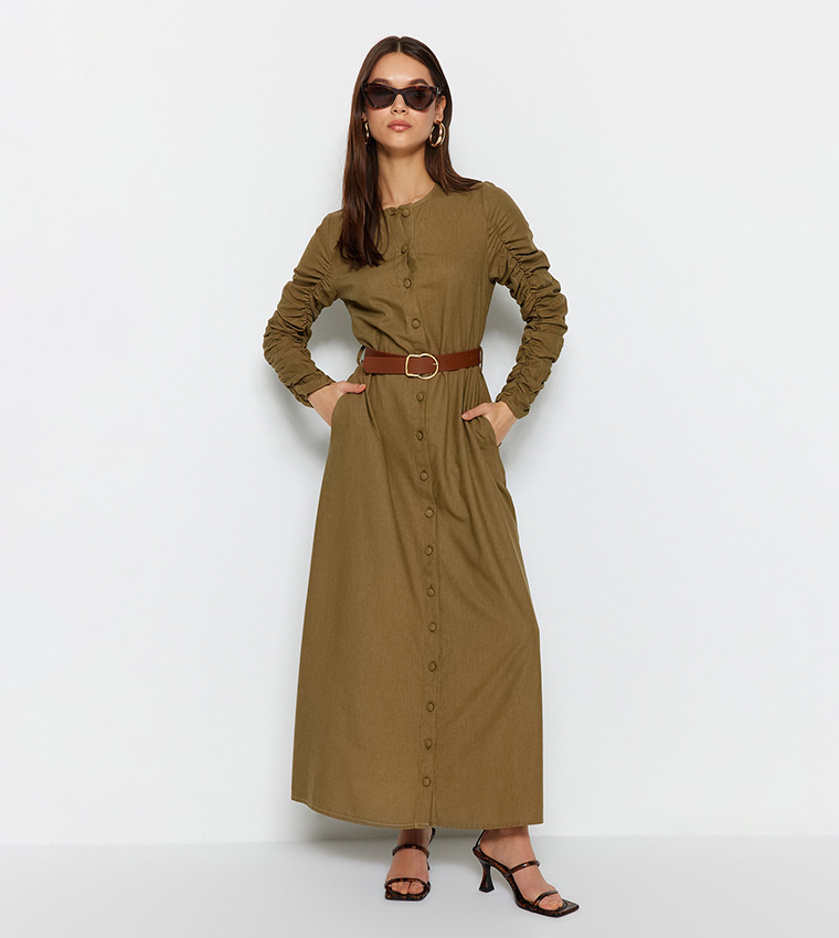 slim fit dress slacks Millicent Dress Olive Twill L main image 0